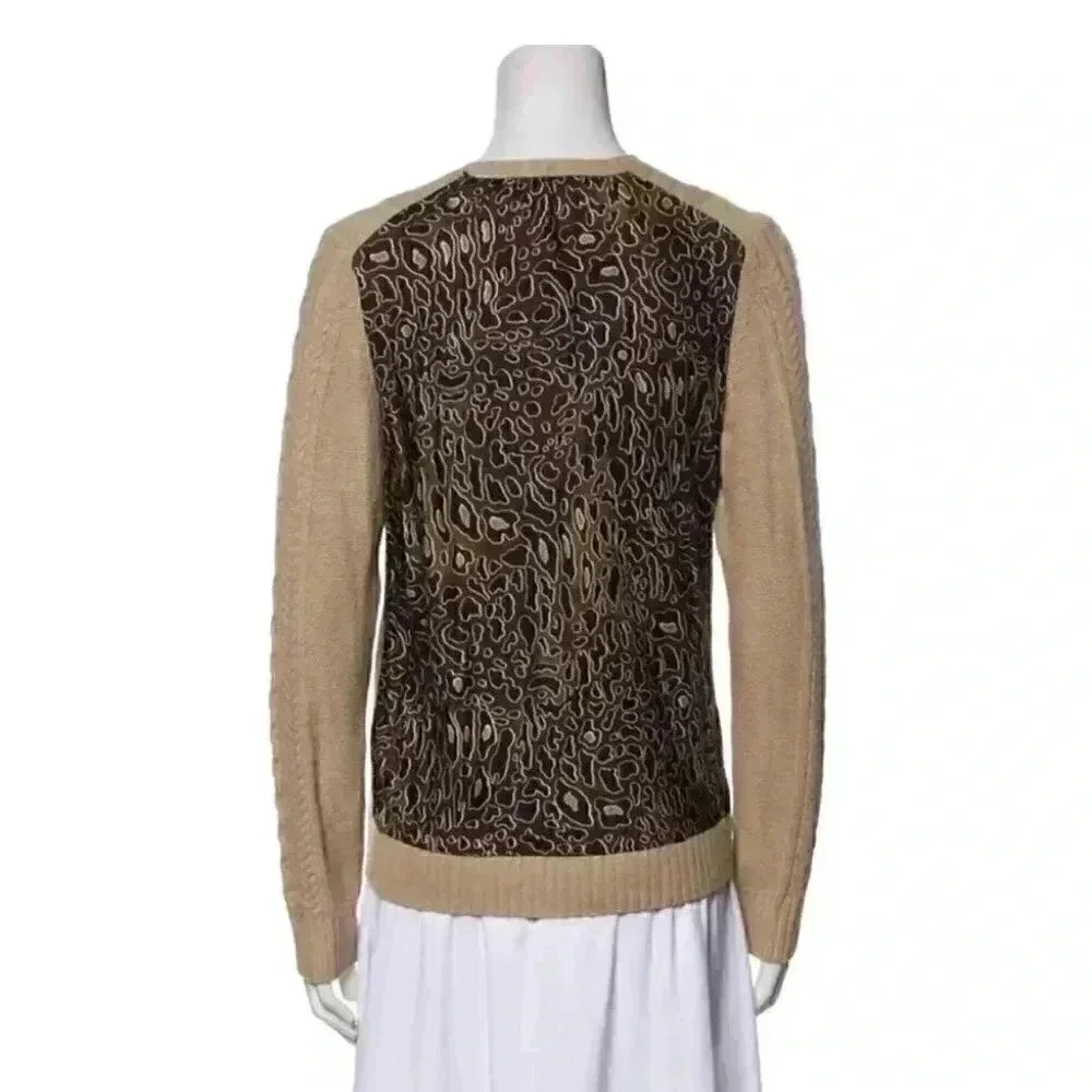 Tory Burch Beige Cashmere Blend Scoop Neck Sweater, Size XS